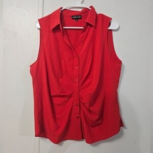 Modern Works Sleeveless Red Button Down Blouse!